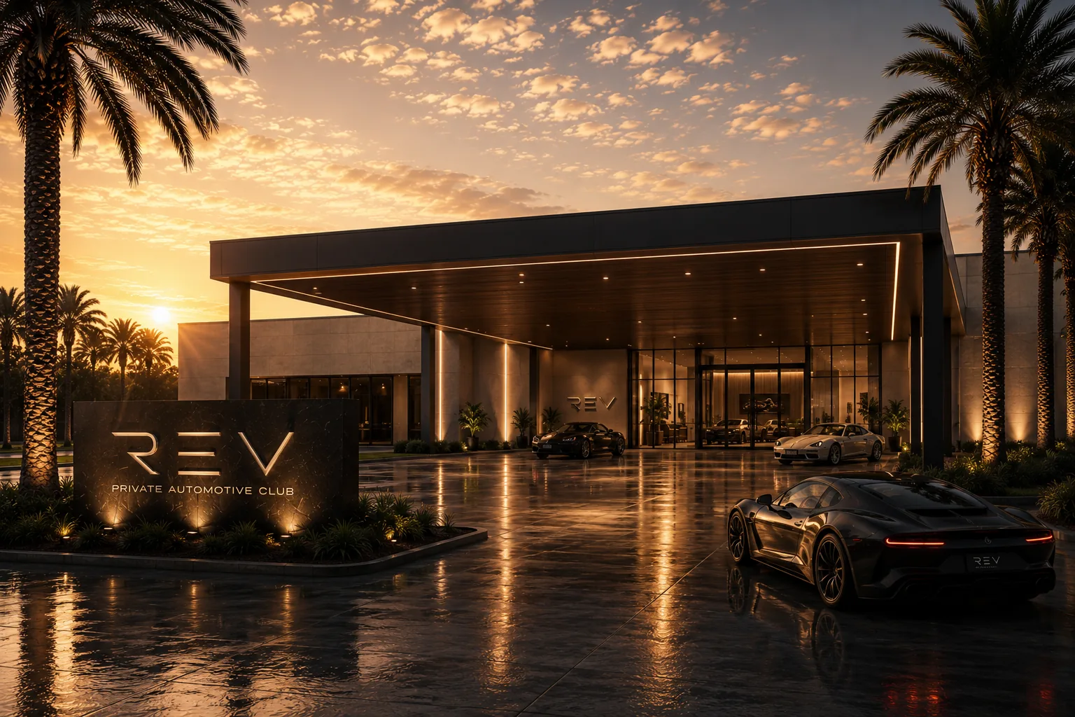 REV at sunrise, the private club entrance in Naples, Florida